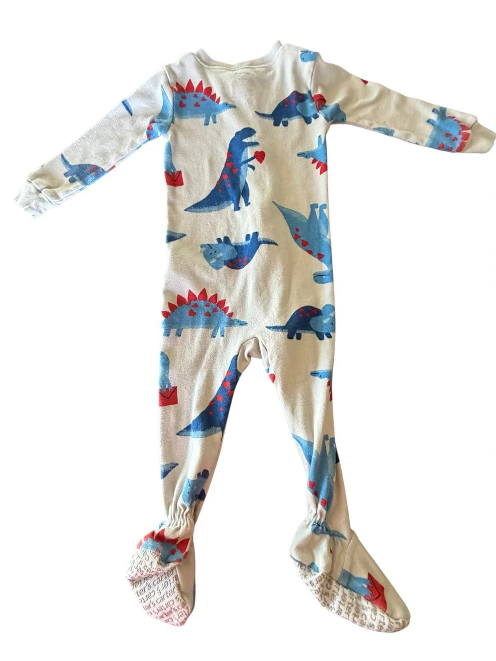 Carter’s Dinosaur Footed Zip Sleeper Pajamas 18M Blue White Cotton